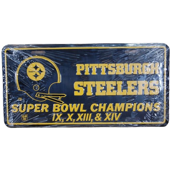 NFL Other - NEW Vtg 1980s Pittsburgh Steelers IX X XII XIV Super Bowl Champion License Plate